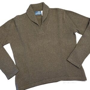 Liz Claiborne LizSport Wool Angora Brown Shawl Collar Sweater Vintage Size Med